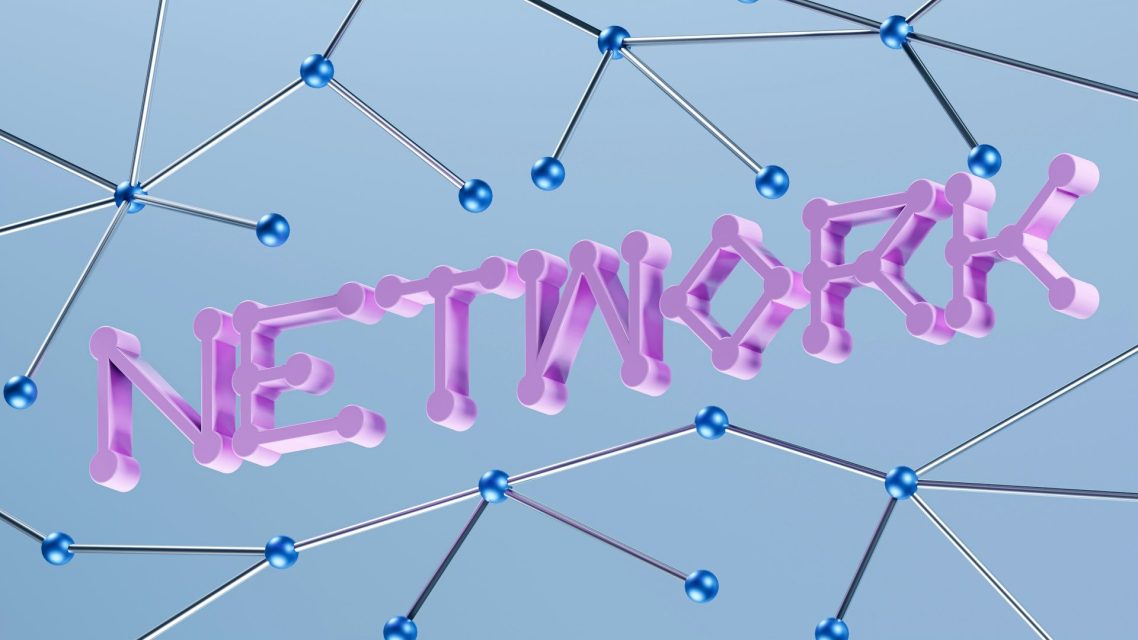 Bold Leadership Path Solution Page The word "NETWORK" in stylized pink letters amid a blue and white background.